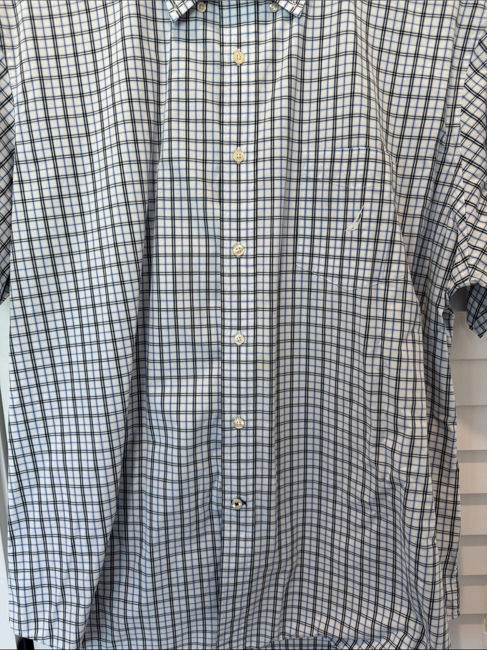 Nautica Men’s XXL Button Down Blue Plaid 100% Cotton Short Sleeve Dress Shirt - Picture 7 of 14